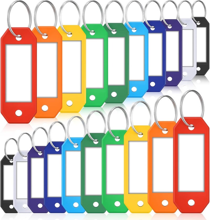 ttstar 20 Pack Hexagon Key Label Tags – Colorful Plastic Key Tags with Rings, Writable Inserts, Ideal Keychain ID Labels for Keys, Bags, USBs, Pets, and Item Identification - Image 1